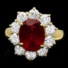 Gia Certified Gold Ruby Ring For Wedding, Gia Certified Yellow Gold Ruby Wedding Ring, Gia Certified Red Fine Jewelry For Wedding, Exquisite Gia Certified Ruby Wedding Ring, Gia Certified Red Rings For Wedding, Gia Certified Red Ring For Wedding, Gia Certified Red Wedding Ring, Red Cluster Ring With 17 Jewels For Wedding, Red Halo Setting Jewelry For Formal Events