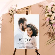 a welcome sign for a newly married couple