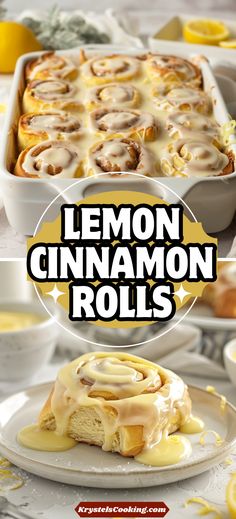 the lemon cinnamon rolls are ready to be eaten