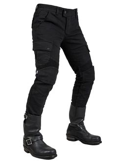 MOTORPOOL-K BLACK Aramid Reinforced Men's Cargo Riding Jeans – uglyBROS USA Womens Red Shoes, Motorcycle Jeans, Riding Jeans, Denim Vests, Dungarees Shorts, Striped Vests, Riding Pants, Mens Cargo, Motorcycle Outfit