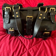 Euc Black Leather Mulberry Roxanne Satchel Width: 14 Inches Depth: 8 Inches Height: 8 Inches Strap Drop: 9 Inches One Grommet Missing From The Front Pocket (See Photo) Mulberry Bags, Mulberry Bag, Front Pocket, Satchel, Black Leather, Bag Lady, Leather, Women Shopping, Black