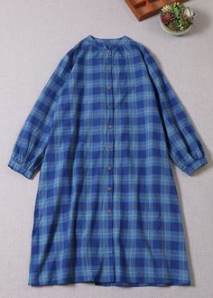 Art Navy Plaid Button Cotton Dress Long Sleeve Ruffled Silk Dress, Silk T Shirt, Comfortable Room, Printed Drawstring, Dress Long Sleeve, Cup Size, Nike Outfits, Spring Dresses, Summer Tops