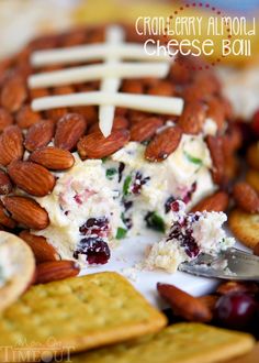 a close up of a plate of food with crackers