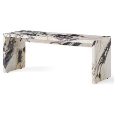 a white and black marble bench on a white background