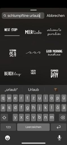 an iphone keyboard with different types of words on it and the same type of text below