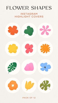 flower shapes instagram highlight covers pack of 12