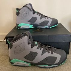 Never Worn Air Jordan 6 “Green Glow”. At A Certain Point Jordan Made The Girl Colorways Up To A Men’s 9.5. Comes With Box. Casual Green Jordan Shoes For Light Sports, Green Jordan Shoes With Boost Midsole And Round Toe, Green Mid-top Jordan Shoes With Boost Midsole, Gray Round Toe Basketball Shoes For Training, Green Synthetic Basketball Shoes For Training, Green Synthetic Jordan Shoes With Cushioned Footbed, Gray Jordan Shoes For Light Sports With Round Toe, Jordan Shoes For Light Sports With Fade-resistant Round Toe, Gray Round-toe Jordan Shoes For Light Sports