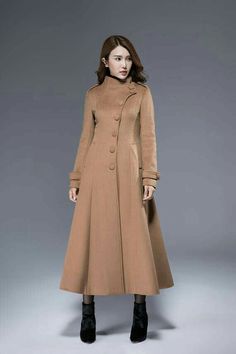 Long Wool Coat Women, Camel Coat Outfit, Camel Wool Coat, Asymmetrical Coat, Womens Dress Coats, Coat Women Fashion, Muslim Fashion Dress