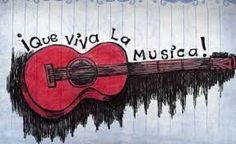 a drawing of a red guitar with the words i love via la musical written on it