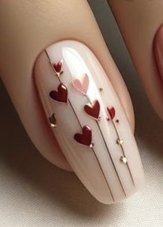 Pedicure Ideas Valentines, Elegant Nails, Heart Nails, Chic Nails, Valentine's Day Nails, Valentines Nails, Acrylic Nail Designs