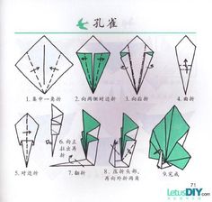 instructions to make an origami bird