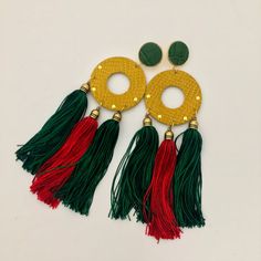 The maximalist jewelry is on trend! The maxi tassels too! These colorfull tassel earrings are perfect for a statement look. Jumping between funny fashion and sophisticated, these hoops with tassel earrings add a splash of color to any outfit and look fantastic on. All eyes will go towards you ! If you want it in differents colors, please let me know ! Total length 7 inches. IMPORTANT INFORMATION Process time -2-5 business days For further information about the shipping to your country, please co Dangle Tassel Earrings For Celebration, Bohemian Dangle Tassel Earrings For Festive Occasions, Bohemian Fringe Chandelier Earrings For Party, Bohemian Dangle Tassel Earrings For Party, Bohemian Tassel Earrings For Party, Bohemian Tassel Earrings With Fringe, Bohemian Beaded Earrings With Latkans For Parties, Handmade Bohemian Tassel Earrings For Party, Party Dangle Tassel Earrings With Latkans