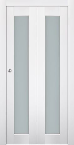 two white doors with frosted glass on each side