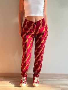 Fabienne Chapot Amsterdam animal casual wide leg lounge tiger print leopard summer pants trousers women's size S Burgundy leopard pants Fabienne Chapot Amsterdam  Size S , condition is good! waistband 79 cm (31.1'') fit 24 cm(9.4') hip 104cm (40.9'') length 102(40.1') viscose material Casual Leopard Print Pants With Elastic Waistband, Leopard Print Loungewear Pants With Elastic Waistband, Fitted Tiger Print Summer Bottoms, Fitted Tiger Print Bottoms For Summer, Casual Tiger Print Summer Bottoms, Casual Tiger Print Bottoms For Summer, Casual Summer Bottoms With Tiger Print, Stretch Tiger Print Bottoms, Leopard Print Trousers For Loungewear