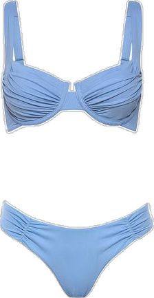 Fitted Blue Padded Swimwear, Fitted Padded Blue Swimwear, Blue Ruched Underwire Swimwear, Summer Swimwear With Removable Cups, Summer Swimwear With Removable Cups For Swimming, Fitted Swimwear With Removable Cups For Summer, Neon Bikinis, Tanning Oil, Small Tops