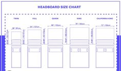 the headboard size chart is shown in blue