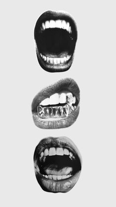 three different mouths with teeth on them