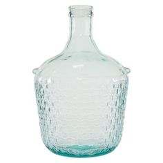 an empty glass bottle on a white background