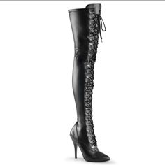 Lace Up With A Side Zipper. Brand New Never Worn. Beautiful Boots In Excellent Condition. Luxury Women's Ankle-high Lace-up Boots, Stretch Thigh High Boots, Alternative Shoes, High Heel Stiefel, Festival Shoes, Black High Boots, Punk Boots, Pleaser Shoes, Cosplay Shoes