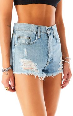 If there ever was a pair of shorts you NEEDED. it would be Titania. Titania Luna is the high waisted light wash denim that's taking over. These relaxed fit shorts feature shredding and are one of our favs. When you put them on- you'll know why. How do they fit? High-waistedRelaxed fitZip flyGive me the deets:100% cotton non-stretch lightweight denimSoft frayed hemShreddingHow do I wear?Pair with Emma & Sam ultra cropped poor boy tank top. Made in Los Angeles. California. ââ„?/strong> High Waist Distressed Summer Shorts, Light Wash Cutoff Jean Shorts With Built-in Shorts, High Rise Light Wash Jean Shorts With Built-in Shorts, Ripped High-waisted Medium Wash Shorts, Light Wash Cutoff Jean Shorts, Summer Ripped High-waisted Jean Shorts, Ripped High-waisted Jean Shorts For Summer, High Rise Light Wash Ripped Jean Shorts, Light Wash Distressed Jean Shorts