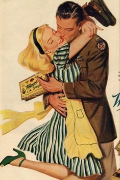 a man and woman embracing each other in an advertisement