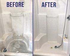 before and after pictures of a bathtub remodel