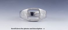 Presented is a marvelous, Art Deco, platinum and diamond setting made during the early 20th century. This piece is American in origin and was made during the 1930s. The band is thick and each side has both an emerald cut and triangle cut diamond in the form of an arrow. The diamonds are VS clarity, H color and there is approximately 30 points in total diamond weight in the ring. The missing center stone will measure approximately 8.5 by 8.8 millimeters. The setting can be adjusted a tiny bit by Classic White Signet Ring, Classic White Signet Ring With Round Band, Engraved White Gold Diamond Ring In Platinum, Diamond White Platinum Signet Ring With Round Cut, Platinum Diamond White Signet Ring With Round Cut, White Gold Platinum Signet Ring With Round Cut, Classic Signet Ring With Brilliant Cut, Classic Signet Ring With Brilliant Cut Round Band, Classic Engraved Ring With Brilliant Cut