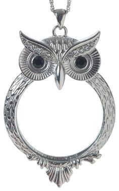 PRICES MAY VARY. Necklace measures 30" long with a 2.5" extender Owl pendant slides open to expose unobstructed magnifying glass Owl slides back into place with magnet 4x magnification, Pendant measures 1.75" in diameter Comes in gift box with non-tarnish white cotton - ready to gift! This beautiful owl magnifying glass pendant is on a 30" chain with a 2.5" extender. The pendant top will slide to the side to allow you to use the magnifier portion unobstructed - perfect for reading small print on Glass Owl, Beautiful Owl, Owl Pendant, Glass Pendant Necklace, Tall Ships, Small Print, Magnifying Glass, Necklace Chain, Glass Pendant