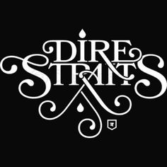 the logo for dire straits, which is written in white on a black background