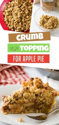 crumb topping for apple pie on a white plate