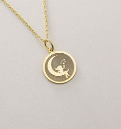 14K Real Solid Gold moon gold necklace ● Material of pendant: Solid Gold 14k ( REAL GOLD ) ● Metal Stamp: 14L ( REAL GOLD ) ● The pendant is available in 6 sizes: - 14,0 mm / 0,55 inches ( Diameter ) In the photos - 15,3 mm / 0.60 inches ( Diameter ) - 16,5 mm / 0,65 inches ( Diameter ) - 19,1 mm / 0,75 inches ( Diameter ) - 21 mm / 0,82 inches ( Diameter ) - 23 mm / 0.90 inches ( Diameter ) ( In the photos the size is 14mm / 0.55 inches Diameter ) ( Jump Ring inner diameter: 4 mm ) ● Material O Gold Necklace With Moon Charm In 14k Gold, Dainty Yellow Gold Necklace With Sun And Moon Design, Crescent Coin Pendant Necklace As Gift, Gold Necklaces With Moon Charm, Yellow Gold Necklace With Moon Charm Gift, Yellow Gold Plated Necklaces With Moon Charm, Yellow Gold Necklace With Moon Charm For Anniversary, Moon Shaped Yellow Gold Jewelry Gift, Moon Shape Coin Pendant Jewelry As Gift