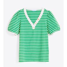 Nwt Puff Sleeve T-Shirt In Green Nautical Stripe Size Xs The Ease Of A T-Shirt With The Polish Of A Tailored Top. Made From 100% Cotton Jersey, Our V-Neck Puff Sleeve Tee Combines Comfort And An Easy Fit With Feminine Top Details Puff Sleeves And A V-Neck Adorned With Gold Buttons. Ultra-Versatile, This Lovely Basic Transitions Effortlessly From Work To Play. Tuck It In Or Out Of Our Linen Everyday Shorts, A Favorite Skirt, Pant Or Pair Of Jeans For Endless Styling Options. 100% Cotton Length: 2 Preppy Short Sleeve Tops For Spring, Spring Preppy Short Sleeve Tops, Preppy V-neck Tops For Spring, Preppy Striped Summer Tops, Green Short Sleeve Preppy Tops, Preppy Green Tops For Summer, Preppy Green Short Sleeve Tops, Preppy Green Top For Summer, Preppy Green Cotton Top