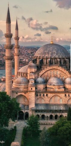 an aerial view of the blue mosque in turkey