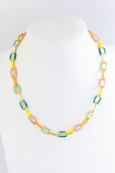 This stunner is a *must* for any wardrobe! Its 14K gold plating over silver and acrylic overlay brings the perfect touch of glitz to whatever 'fit you choose. It's 13" long with a 2" extender, plus there's companion bracelet and earrings – you simply can't miss! *Also comes in brighter color way! Multicolor Polished Bead Choker Jewelry, Artisan Multicolor Choker With Large Beads, Multicolor Polished Beads Choker Necklace, Artisan Multicolor Choker Necklace, Multicolor Polished Beads Choker, Acrylic Overlay, Chunky Choker, Bright Color, You Choose