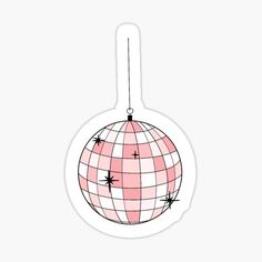 a pink and white christmas ornament sticker