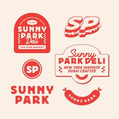 Steph Denig | Logo suite for Sunny Park, a New York deli inspired pop-up restaurant uniquely situated in the heart of Dubai. ☀️ . . . . . #logo… | Instagram 50s Logo Design, Retro Food Branding, Vintage Restaurant Logo, Sandwich Shop Logo, Retro Bakery Logo, 50s Logo, Bakery Logo Ideas, Deli Logo, Restaurant Stickers