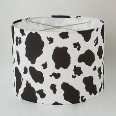 a black and white cow print lamp shade