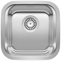 stainless steel kitchen sink with drainer and strainer, single bowl design in the center