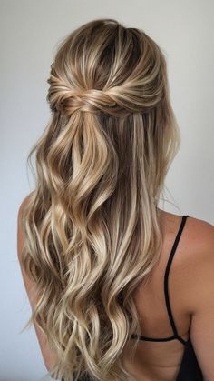 Summer Hairstyles Galore: 15 Easy & Cute Looks for Every Hair Length! - Cheerful Talks Check more at https://beautyfashionideas.com/bridal/summer-hairstyles-galore-15-easy-cute-looks-for-every-hair-length-cheerful-talks/ Hoco 2024 Hair, Half Up Half Down Hairstyles For Hoco, Hair Down Homecoming Styles, Hoco Hair And Makeup, Homecoming Half Up Half Down, Hoco Hair Inspo Half Up Half Down, Hairstyles For Hoco Down, Wedding Hair Styles Bridesmaid, Homecoming Hair Ideas Medium Length