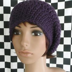 THIS ITEM SHIPS IN 1 TO 3 DAYS.With this extra long slouchy hat there's plenty of room to tuck your hair up. You can wear it back on your head or pull it love over forehead and ears for warmth. Great for guys or girls.I'm happy to make this in any color you see in my shop.Size is to fit an average adult head (21 to 23 inches). Length, 12 inches.This hat can also be made in size large. request it at checkout and allow 3 to 5 days to create your larger size.High-quality acrylic yarn for easy care. Casual Purple Crochet Hat, Casual One-size Purple Crochet Hat, Casual Slouchy Bonnet, Casual Slouchy Crochet Hat, Slouchy Casual Beret For Winter, Casual Slouchy Crochet Hat One Size, Casual Slouchy Crochet Hat, One Size, Casual One Size Beret, Trendy Slouchy Crochet Hat