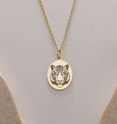 Animal Design Jewelry Gift, Gold Necklace With Animal Design For Gift, Gold Animal Design Necklace For Gift, Gold Tiger, Tiger Necklace, Head Necklace, Tiger Pendant, Tiger Head, Jewelry Dainty