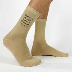 a man's legs with socks that say, your design printed here