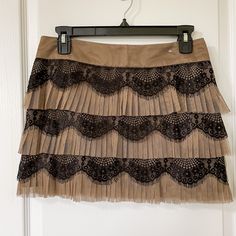 Xtaren Tulle And Lace Mini Skirt Size M Brown Tulle, Black Lace, Lined Size Tag Not On The Skirt But Measurements Are: 29” Waist, 14” Long Never Worn. Perfect Cocktail Party Skirt! Lace Mini Skirt, Party Skirt, Cocktail Party, Size Tag, Brown Color, Black Lace, Mini Skirt, Black And Brown, Womens Skirt