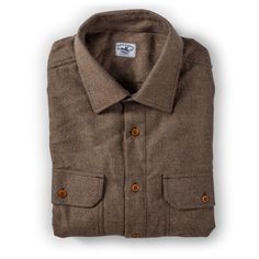 Bayman's Flannel Shirt  Atlantic Rancher Company Tobacco Herringbone S Classic Brown Shirt For Winter, Classic Brown Unstructured Top, Classic Brown Flannel Shirt With Button Closure, Classic Brown Flannel Shirt With Buttons, Classic Brown Flannel Shirt, Classic Brown Flannel Shirt With Pockets, Brown Spread Collar Shirt For Winter, Classic Brown Relaxed Fit Flannel Shirt, Brown Classic Relaxed Fit Flannel Shirt