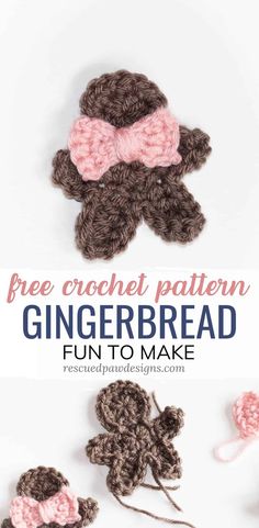 crochet pattern for a gingerbread cookie with the text, free crochet pattern