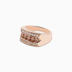 Effy Men's 14K Rose Gold Espresso and White Diamond Ring Formal Rose Gold Signet Ring With Brilliant Cut, Rose Gold Signet Ring With Vvs Clarity, Classic Pink Gold Rings For Formal Occasions, Rose Gold Vvs Clarity Signet Ring, Heirloom Rose Gold Ring For Formal Occasions, White Diamond Ring, Gold Rose, White Diamond, Espresso