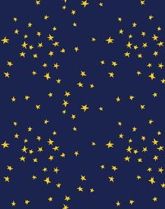 many yellow stars are flying in the sky