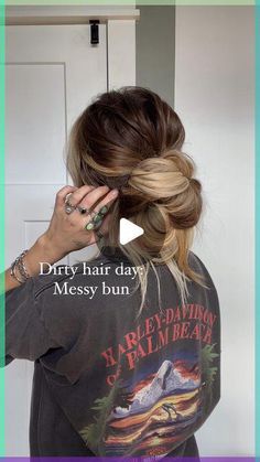 Messy Bun Work Outfit, Simple Everyday Updos For Long Hair, Dirty Hair Work Hairstyles, Messy Mom Bun, Easy Hairstyles Low Bun, Diy Messy Bun For Long Hair, Messy Bun Tutorial For Thick Hair, Messy Bun Styles For Long Hair, Cute Easy Low Messy Buns