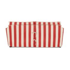 a red and white striped storage box