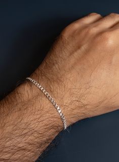 For the UBER MINIMALIST fella, we made this barely there, super lightweight 3mm cuban link chain bracelet. Love this style when paired with a colorful gemstone bead bracelet or with your silver watch. That said, we love it even more when it can have the spotlight and be the only jewelry you are wearing. Less is always more. Material: 925 Sterling Silver Bracelet Width: 3mm Clasp: Lobster Claw Available in 7, 8, 9 inches. If you need a custom or in-between size feel free to contact us to arrange